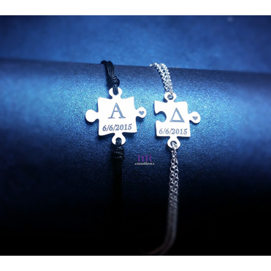 2pcs/set Heart Shaped Letter M Detail Bracelet & Necklace Set