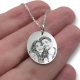 personalized oval silver necklace with engraved couple photo