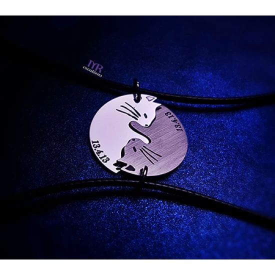 Ασημένιο κόσμημα για ερωτευμένους γάτες ζευγάρι