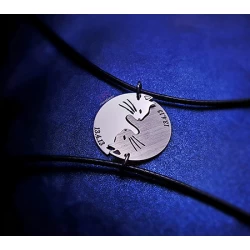 Ασημένιο κόσμημα για ερωτευμένους γάτες ζευγάρι