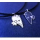 Silver pendant set with birds and your own engraving