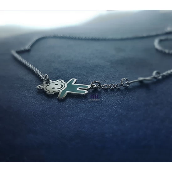 Silver boy pendant with enamel