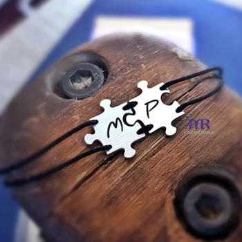 Ασημένιο βραχιόλι με 2 κομμάτια puzzle (1 τμχ)