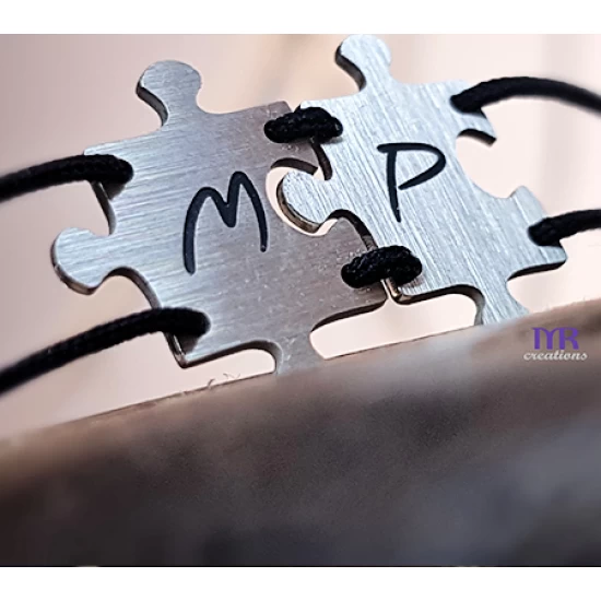 Silver bracelet with 2 puzzle pieces (1pc)