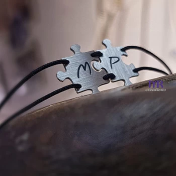 Ασημένιο βραχιόλι με 2 κομμάτια puzzle (1 τμχ)