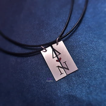 Σετ ασημένια πλακάκια με αρχικά και σμάλτο (2 τμχ)