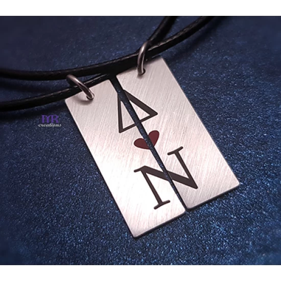 Set of silver tiles with initials and enamel (2 pcs)