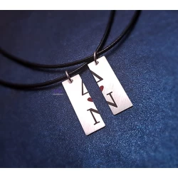 Set of silver tiles with initials and enamel (2 pcs)