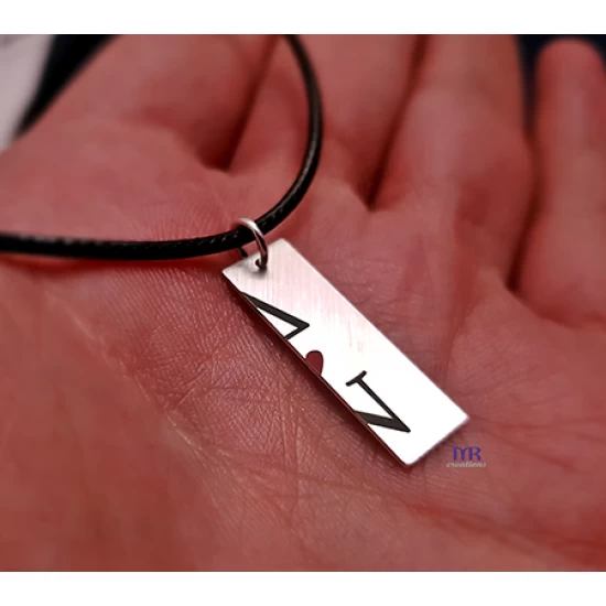 Set of silver tiles with initials and enamel (2 pcs)