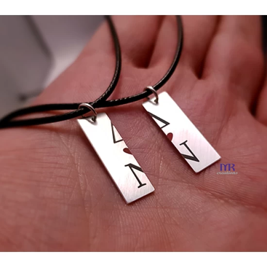 Set of silver tiles with initials and enamel (2 pcs)