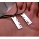 Set of silver tiles with initials and enamel (2 pcs)
