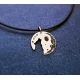 Silver jewelry for couples with moon and wolf