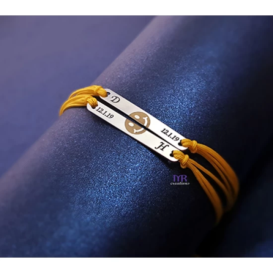 Silver identity bracelets with smile design and enamel.