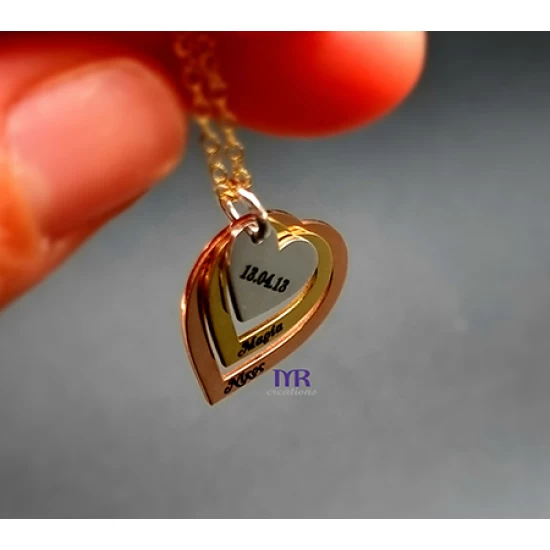 Silver pendant with three hearts and engraving of your choice.