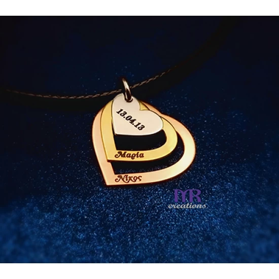 Silver pendant with three hearts and engraving of your choice.