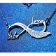Handmade silver pendant with infinity feather and two names of your choice
