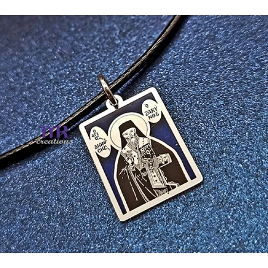 Silver icon pendant with the Saint of your choice and enamel