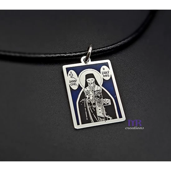 Silver icon pendant with the Saint of your choice and enamel