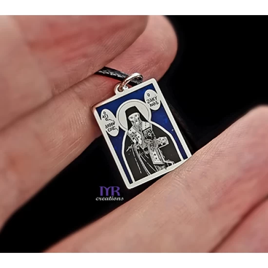 Silver icon pendant with the Saint of your choice and enamel