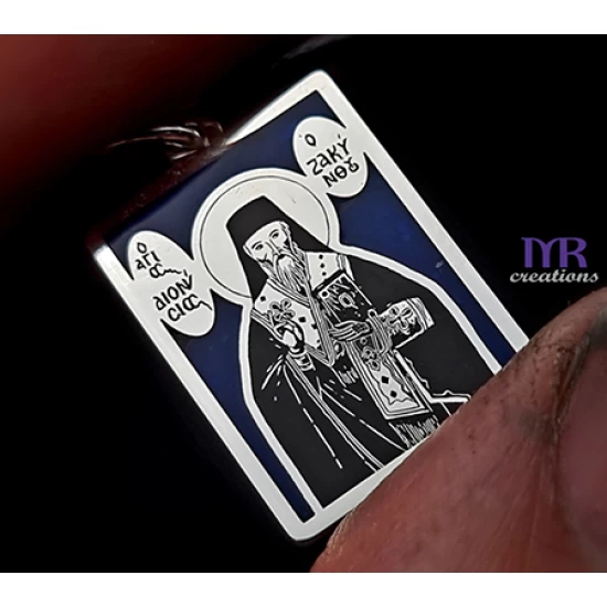 Silver icon pendant with the Saint of your choice and enamel
