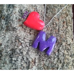 Handmade necklace with monogram and heart