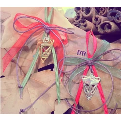 Handmade silver lamp charm with crystal