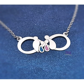 Infinity Silver Pendant Dad Mom Boy Girl