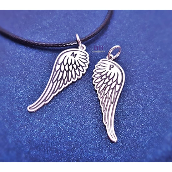 Silver pendant set for pairs of feathers with your own engraving