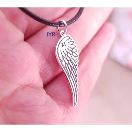 Silver pendant set for pairs of feathers with your own engraving