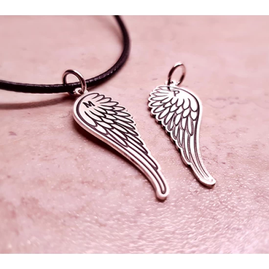 Silver pendant set for pairs of feathers with your own engraving