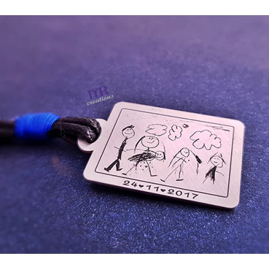 Silver keyring with your child's first drawing