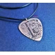 Silver guitar nib pendant with an initial of your choice engraved