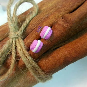 Χειροποίητα σκουλαρίκια γλυκάκια macarons ροζ.