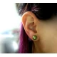 Handmade green-gold stud earrings.