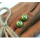 Handmade green-gold stud earrings.