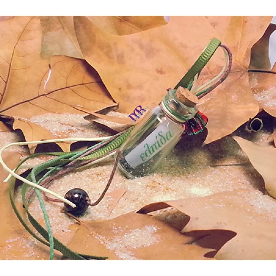 Handmade charm bottle of wishes (HOPE) with silver element