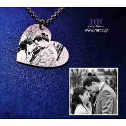 Silver heart with your photo engraved on it