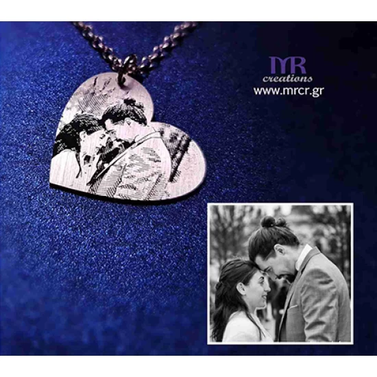 Silver heart with your photo engraved on it