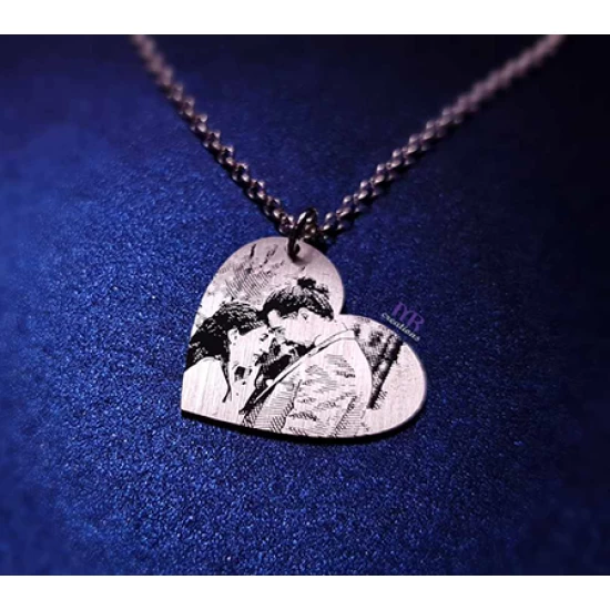 Silver heart with your photo engraved on it
