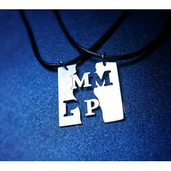 Original silver jewelry for couples with initials (2pcs)