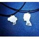 Handmade silver jewelry for couples with two faces (2pcs)
