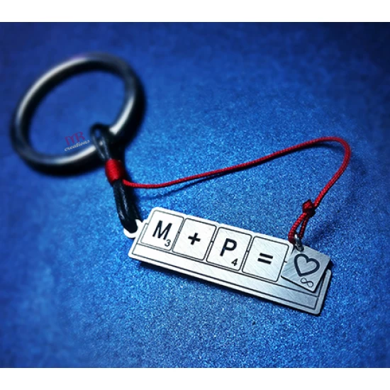Original silver Scrabble keychain with your initials