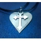 Silver heart cross jewelry for couples with date