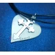 Silver heart cross jewelry for couples with date