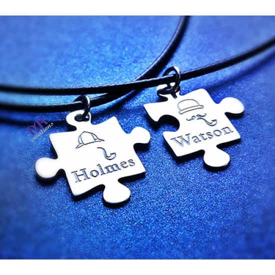 Ασημένια κομμάτια puzzle μενταγιόν Holmes Watson