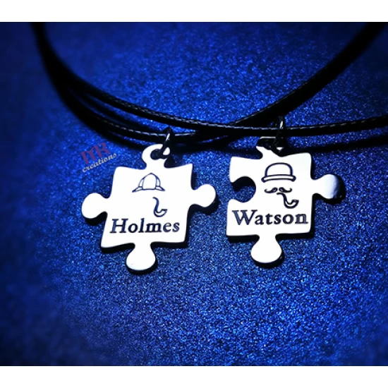 Ασημένια κομμάτια puzzle μενταγιόν Holmes Watson