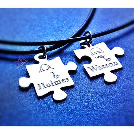 Ασημένια κομμάτια puzzle μενταγιόν Holmes Watson