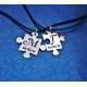My piece 2 piece puzzle handmade silver jewelry for couples with initials 1 sagre and 1 shiny