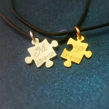 Ασημένιο κόσμημα για ζευγάρια με 2 κομμάτια puzzles mini ασημόχρυσο 