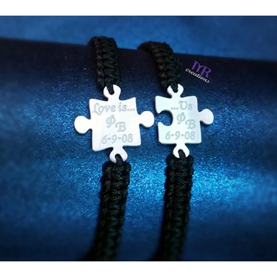 Σετ Βραχιολάκια παζλ (puzzle) για ζευγάρια με χάραγμα της επιλογής σου
